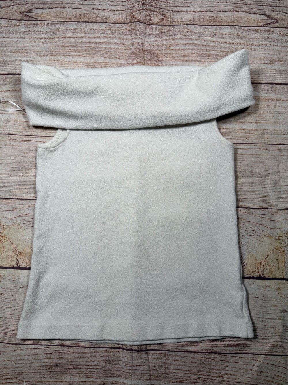 Club Monaco Cream Off-Shoulder Foldover Knit Tank